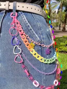 Versatile Hip-Hop Pants Chain, Rainbow Resin Pendant, Punk Style Detachable Chain, Trendy Instagram Fashion Accessory