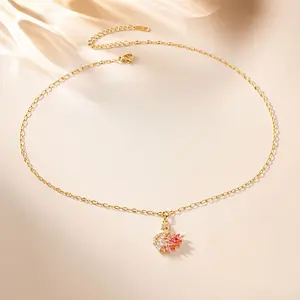 Elegant Pink Gradient Swan Pendant Necklace | Gold-Tone Hypoallergenic Chain | Light Luxury Sparkle for Work & Dates jewelry