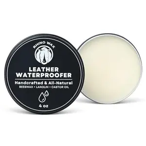Rhino Wax - Leather Waterproofer - 4oz - for Boots, Shoes, Purses, Jackets, Belts, Hats - Protects Leather from Moisture - Natural Ingredients
