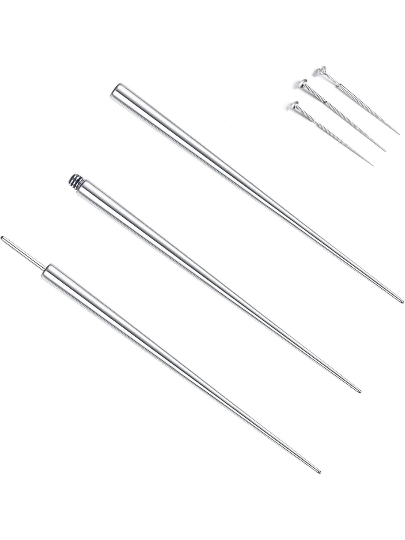 3 Pcs 316L Steel Piercing Taper Insertion Pins Body Taper 14G 16G 18G Piercings Kit Assistant Tool for Ear/Nose/Lip/Eyebrow/Belly/Nipple/Tongue Piercing Changing Tool Stretcher Body Jewelry Piercing Accessories
