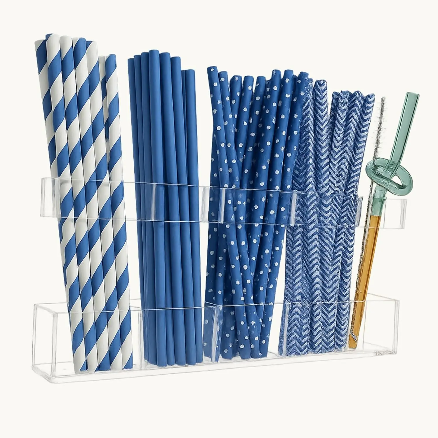 Upgraded 9.5"  Straw Holder for Cabinet Door - Adjustable Two-Part Organizer, Clear Kitchen Storage with  Adhesive, Space-Saving, No Drilling, Renter-Friendly