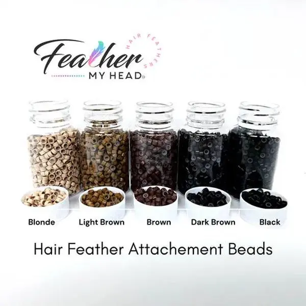 Hair Feather Micro Beads – Silicone Lined Extension Beads (25, 50, 100 Count)