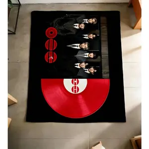 K-Pop Inspired Vinyl Record Blanket – Soft Plush Flannel Throw for Music Fans, Korean Boy Group Aesthetic Blanket for Bedroom Couch Dorm Room Decor