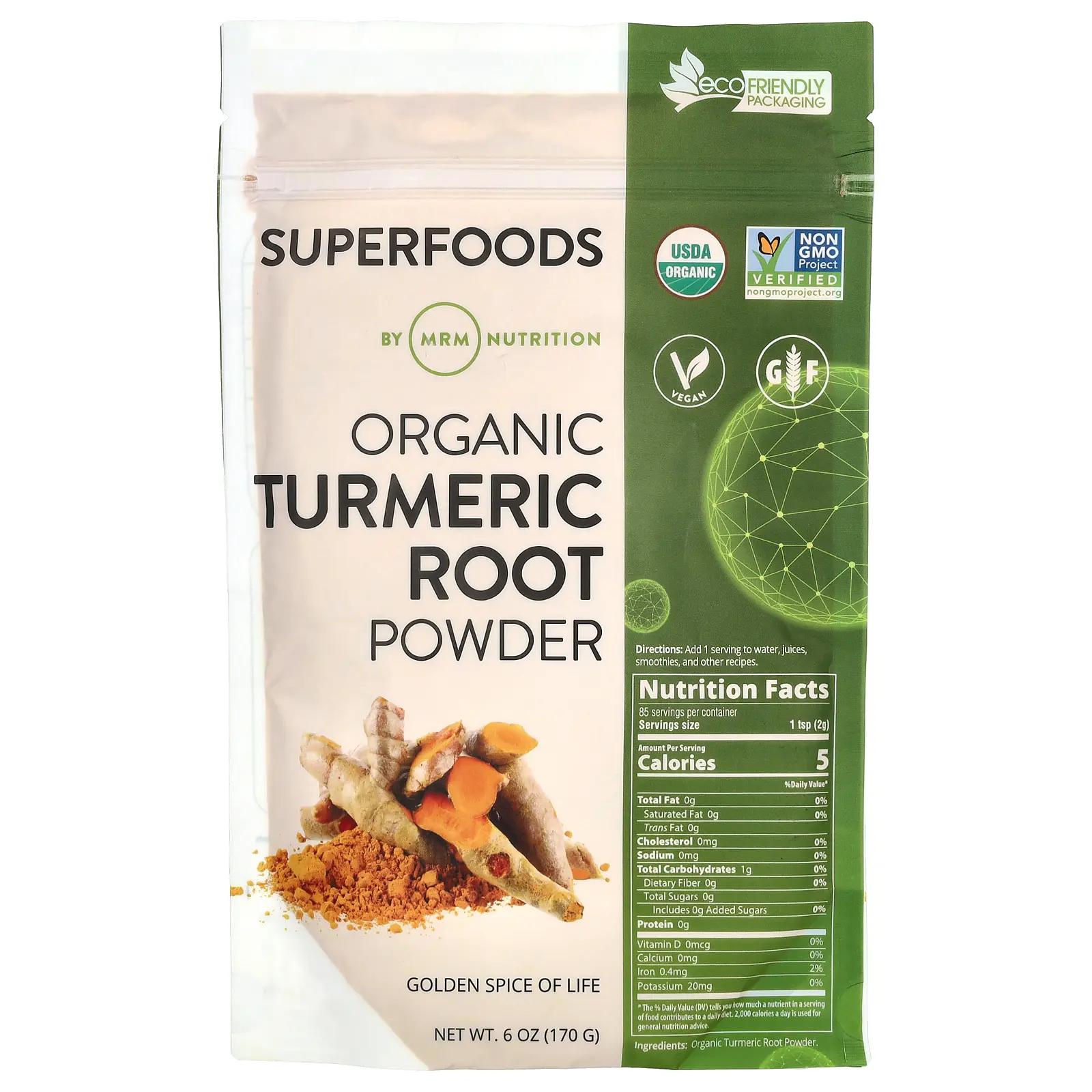 MRM Nutrition Organic Turmeric Root Powder, 6 oz (170 g)