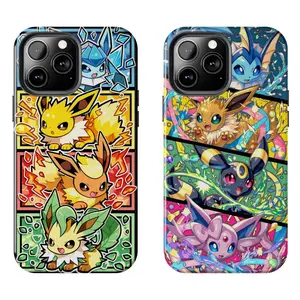 Anime cute Pokemon Eeveelutions Case for iPhone 17-7 Pro Max Plus & Samsung Galaxy S26-S21 Ultra Plus - Comic Panel Aesthetic Phone Cover unisex