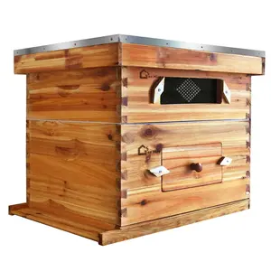 10-Frame Complete Beehive Kit, Wax Coated Bee Hives for Beginner, Includes 1 Deep Box and 1 Medium Bee Box with Acrylic Window, Beehives Frames and Wax Foundations for Beekeeping Supplement