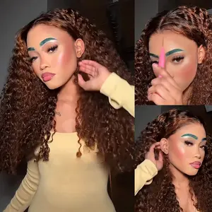 Megalook Highlight P430 Burmese Curly 13X6 Glueless Lace Frontal Wig Put On Go With Elastic Drawstring Band Pre-everything Natural Hairline