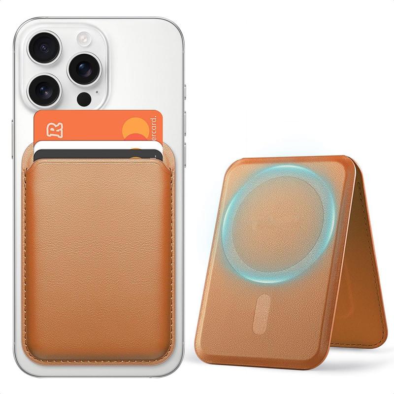 Mag Safe Wallet with Stand Magnetic Wallet for Phone Leather Magsafe Card Holder Compatible with iPhone 16/15/14/13/12 series and MagSafe cases, 1 Slot Fit 3 Cards magsafe wallet card holder