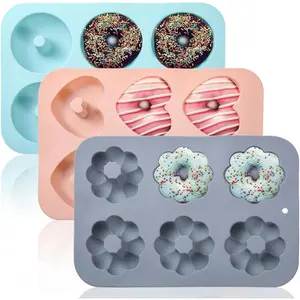 3 Pack Non-stick Silicone Donut Pan for Baking, Mold for Donut Muffin Cupcake Bagel Pancake Making Tray (3PCS)