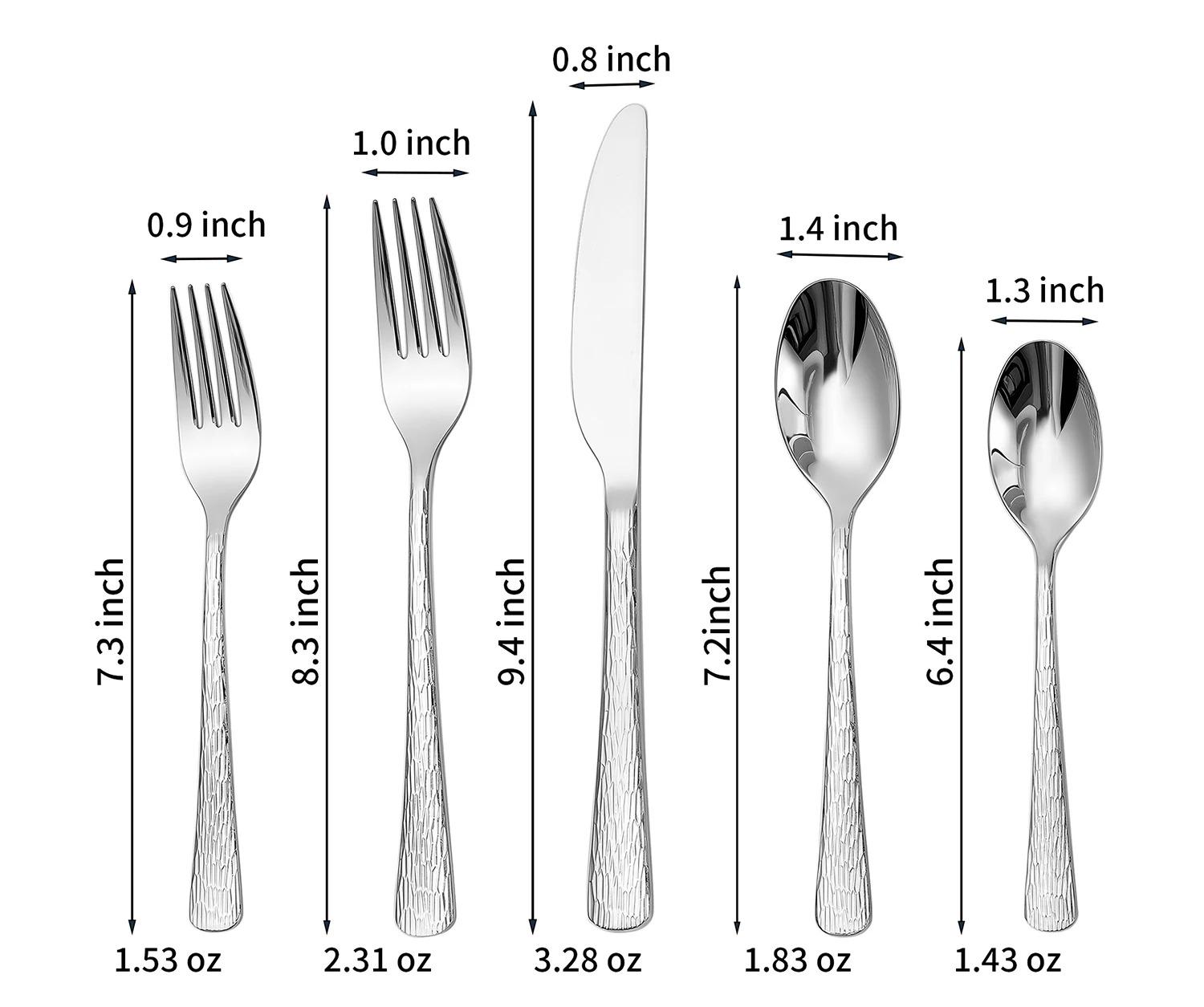 Heavy Duty Stainless Steel Hammered Handle Flatware 20 Pieces Silverware Set