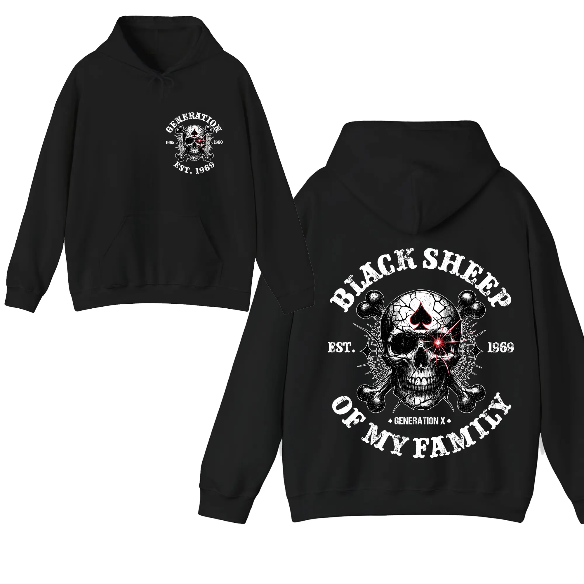 Personalized Black Sheep Of The Family Generation X Hoodie, Gen X USA Hoodie, Generation X Hoodie, Full Colors, Full Sizes, For Men, For Women