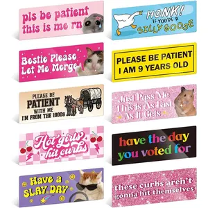 10PCS Funny Car Bumper Magnet, Student Driver Magnet Prank Magnetic Sticker for Car Truck Metal, Hot Girls Hit Curbs New Driver Please Be Patient Waterproo