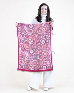Paisley Overlap Solid Border Scarf – Elegant, Lightweight, and Versatile Women's Fashion Accessory for All Seasons Shawl