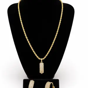 129 Rope Chain Tassel Jewelry Set 14K Laminated – Full Crystal Shine