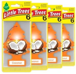 LITTLE TREES Car Air Freshener | Hanging Tree Provides Long Lasting Scent for Auto and Home | Coconut, 24 Air Fresheners