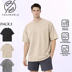 Premium 3-Pack Oversize T-Shirt Bundle, Vintage Distressed Heavyweight Cotton Tee Relaxed Fit Streetwear Style Soft Breathable Fabric Comfortable All-Day Wear Durable Basic Wardrobe Essential