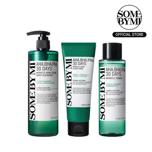 [SOME BY MI] Korean AHA-BHA-PHA Toner&Cleanser Set - Acne Clear Body Cleanser+Foam+Toner - Korean Skincare for Clear Pores & Acne Relief