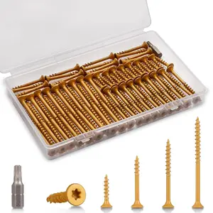 Wood Deck Screw Kit, Bronze Rust-Resistant Epoxy Coated, T25 Star Drive (Bit Included), 110-Piece Assorted Set, Heavy-Duty for Timber/Log/Landscaping, Exterior Use