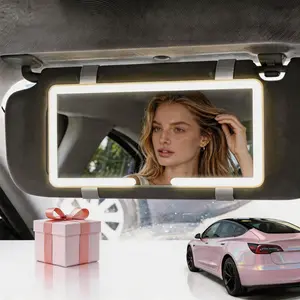Car Sun visor makeup mirror — LED Touch Dimming, Adjustable Brightness, HD Mirror, USB Rechargeable, 3-Color Light Modes (Car Interior Beauty Mirror) room decor