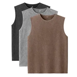 3-Pack Unisex Sleeveless T-Shirt Tank Tops, Acid Wash Vintage Style, 100% Cotton, Suitable for Summer Wear