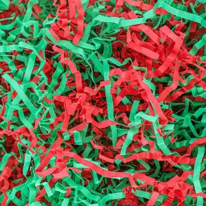 1/2 LB Crinkle Cut Paper Shredded Filler Paper for  Baskets  Box Confetti Paper Shreds Decoration Stuffing for Birthday, Weddings, Anniversaries, Christmas Wrapping Red&Green