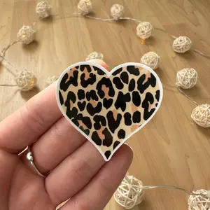leopard print heart sticker