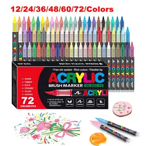 Acrylic Paint Pens Markers Set,Brush Tip Paint Markers For Rock Painting Wood Canvas Stone,Christmas Gift DIY Crafts Customizing my shoes/phone case