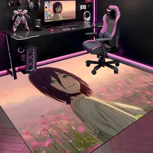 C-Chainsaw Man Floor Mat Gaming Room Soft Flannel Floor Rug Non-Slip Absorbent Doormat for Esports Setup, Bedroom, Entrance, Gamer Home Decor, Anti-Skid Washable Mat, Multiple Sizes Available