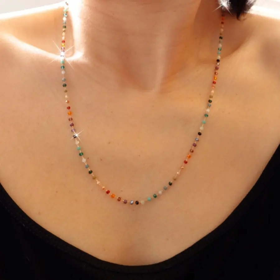 Women's Vibrant Gemstone Bead Costume Necklace - Adjustable-Length Women's Fashion Jewelry Accessory, Casual unisex