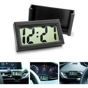 Mini Digital Clock for Car Dashboard, Self-Adhesive Vehicle Electronic Clocks with LCD Time, Auto Sticky Clock with Bracket Holder, Car Accessories Universal for Truck, Home, Table, Office, Bathroom