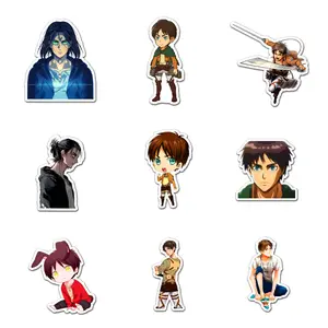 Eren Yeager Sticker Pack 9 PCS Vinyl, Anime Car Wall Kid Phone Book Stickers, Funny Sticker Decal Decor