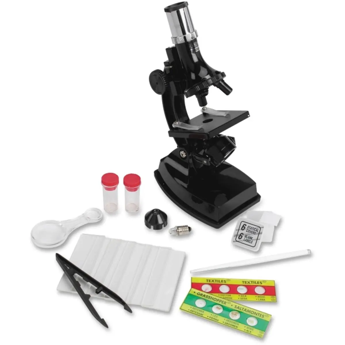 Learning Resources LRNLER2344 Elite Beginner Microscope for 8+ Ages Kids - with Slides, Tweezers, Light, Hand Magnifier, 3 Levels, Enables Grip Small Items, Explore Shapes