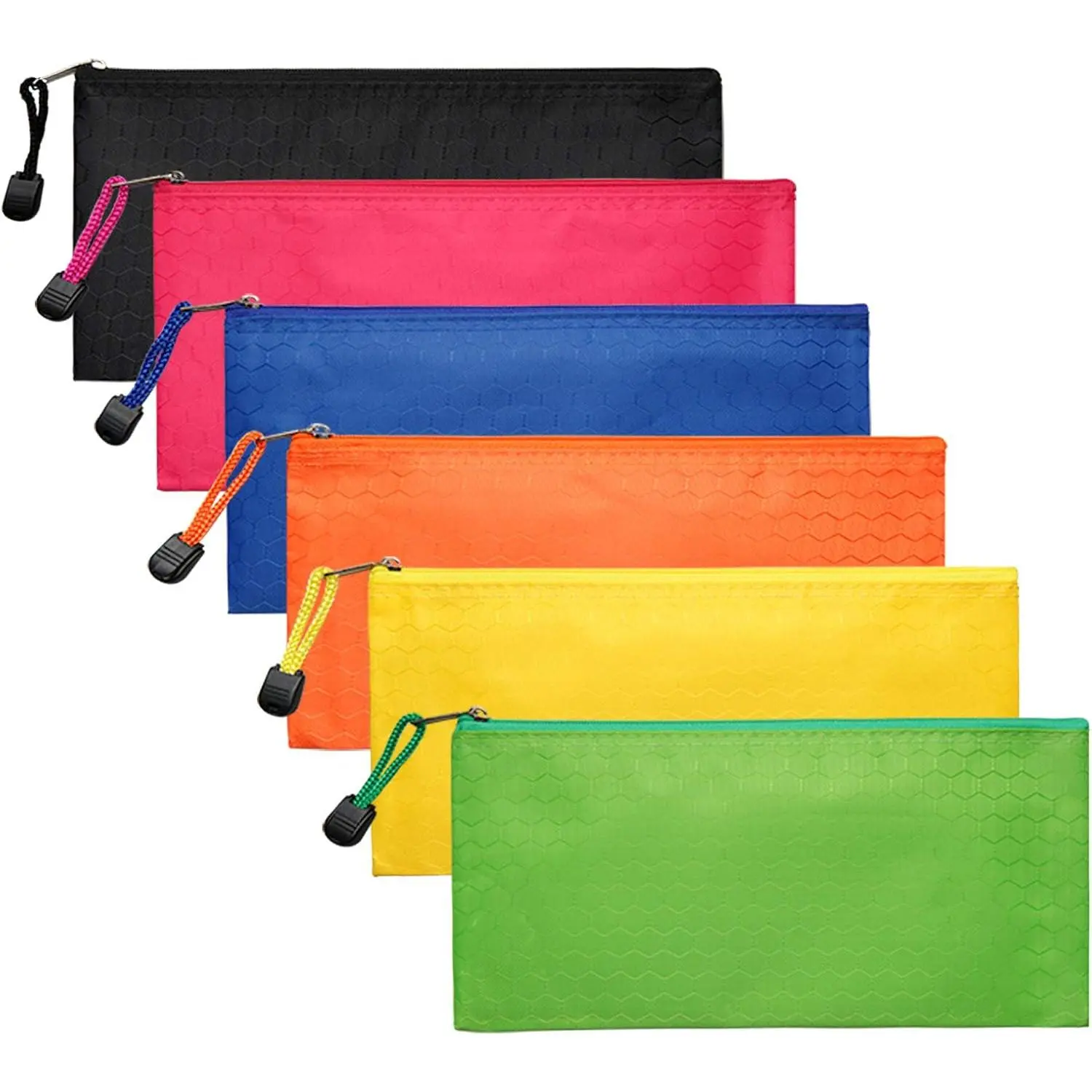 6 Pack Zipper Pencil Pouches Bulk, Waterproof Pencil Bags Pencil Case for Office Supplies Travel Cosmetics Accessories in 6 Color