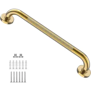 Shower Grab Bar 24 Inch,  Stainless Steel Anti-Slip Bathroom Grab Bar w/Knurled Grip, Golden Safety  Support Toilet Assist Handrail Textured Handle for Handicap   Senior