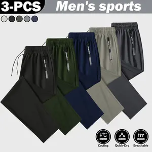 Men's 3PCS Sports Pants Cooling Breathable Quick Dry Loose Casual Trousers