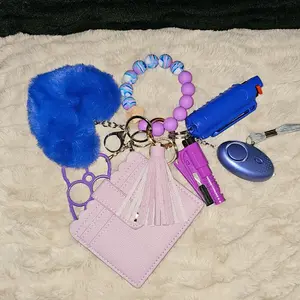 Purple and Royal Blue Safety Keychain aid wallet set.