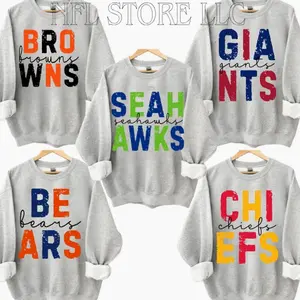 First Down Football Sport Grey Retro Style Crewneck Sweatshirt , Vintage 90s TEAM Footballl Unisex Pullover , Custom Team, Perfect Gift for Football Fans MM