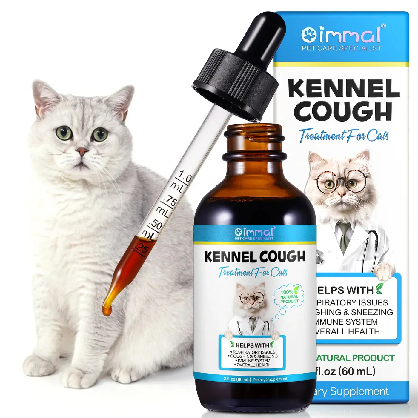 Kennel Cough Treatment & Natural Infection Medicine for Cats Allergy Relief 60ml
