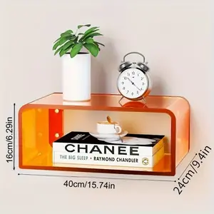 Acrylic Wall-Mounted Nightstand, Bedside Table, Floating Shelf for Night Use (Transparent, Yellow, Black), Wall Mount Design