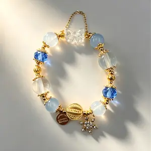 Blue Crystal Palace Bracelet | Calm the Mind | Enhance Intuition | Promote Communication | Improve Sleep | Boost Confidence, Healing Crystal Bracelet, Relaxation Aid