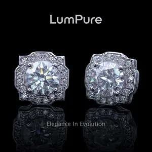 Unimoiss 4-Prong Multi-Stone Lab-Created Moissanite Stud Earrings, VVS/7A Grade, S925 Sterling Silver, Harry Winston-Style Earrings, Perfect Unisex Gift for Birthday, Anniversary, Mother's Day, Wedding & Daily Wear