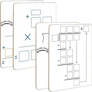 Dry Erase Multiplication & Division Board 9"x12" Double Sided Practice Whiteboard with 2x1 & 2x2 Digit Multiplication for Home, School, Classroom, Kids, Students Math Manipulatives Lapboard