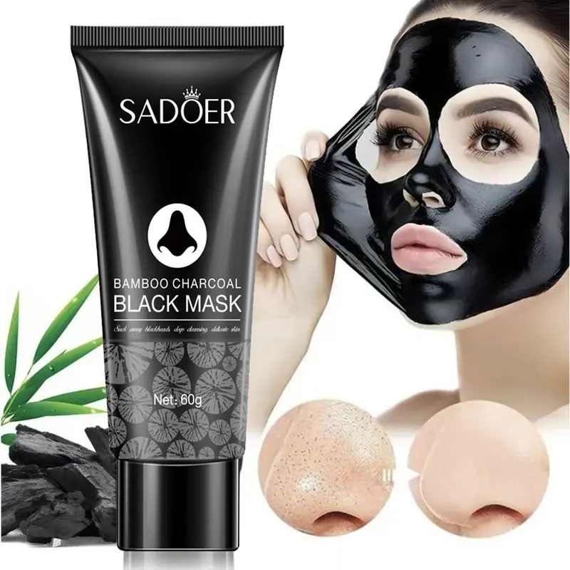 SohoChic Beauty Bamboo Activated Carbon Blackhead Removal Peel-Off Gel Face Mask - 60ml Female Daily Skin Care Pore Treatment, Deep Cleansing, Gentle Exfoliating, Nose & Open Pores Targeted, Self Care Products (Adults, All Skin Types)