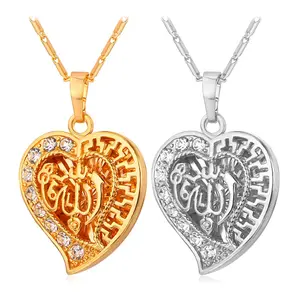 FindChic Heart Pendant Necklace with Chain Cubic Zirconia Necklace with Flat Chain 22" Unisex For Women Men