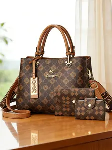 Women's high-end printed handbag, Trendy commuter purse, a 3-piece women's bag set with two shoulder straps, versatile for commuting and casual wear, can be worn single shoulder or crossbody, a perfect Mother's Day gift for mom