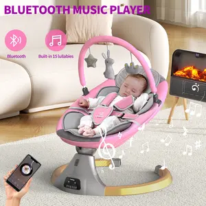 Baby Swing for Infants, Electric Bouncer for Babies, Portable Rocker Bouncer for Newborn Boy and Girls, 5 Speeds, 10 Lullabies, USB & Battery Operated, Indoor & Outdoor Use (Battery not included）