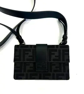 Pre-owned Fendi Black FF Logo Canvas Belt Bag D0087