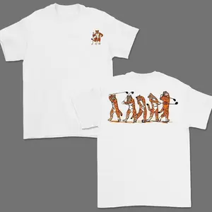 Tiger Golf Swing Graphic T-Shirt, Sweatshirt, Hoodie, Vintage Cotton Apparel for Men and Women, Trendy Golf Gift, Tiger Mascot Design Casual Classic Fabric Soft T-Shirt, Gift For Him, For Dad M2E