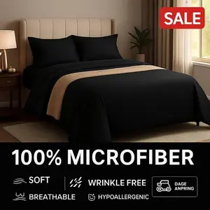 Complete 3-4pcs Bed Set Vintage Style | Luxury Soft Polyester S | Flat, Fitted Sheet & Cases | Breathable, No-Shrink, Washable