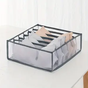 Bra Drawer Organizer, 6-grid Underwear Wardrobe Organizer, Foldable Closet Storage Box for Underwear Bra